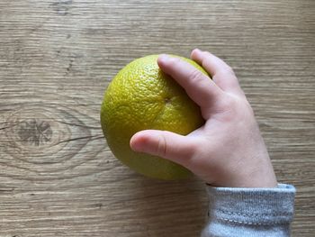 Close-up of hand holding fruit