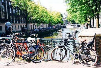 Bicycles on street in city