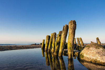 Scenic view of sea against clear sky