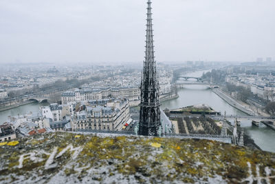 Aerial view of cityscape during winter