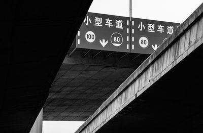 Low angle view of text on building against sky