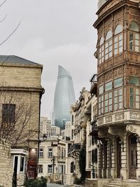 Flame towers from baku old town