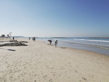 Scenic view of beach against clear sky