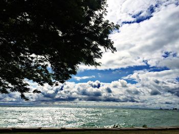 Scenic view of sea against cloudy sky