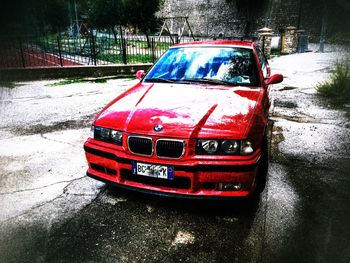 Close-up of red car