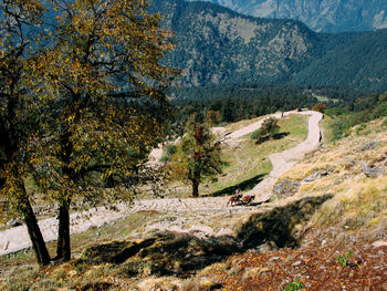 Scenic view of mountains during autumn