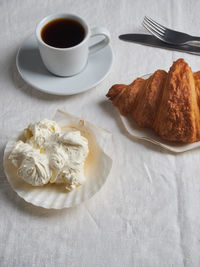 High angle view of food on table