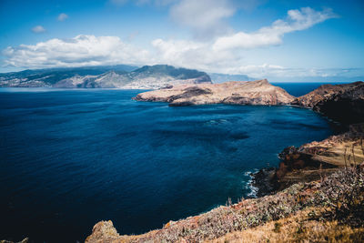 Scenic view at rocky coast of madeira island, portugal near ponta de são lourenço, caniçal