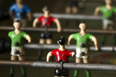 Close up of foosball table