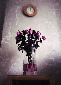 Close-up of flowers on wall