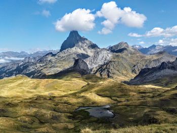 Scenic view of mountains against sky