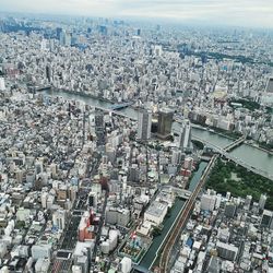 Aerial view of cityscape against sky