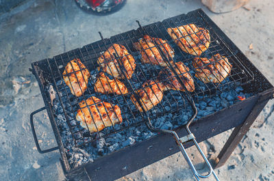 High angle view of food on street