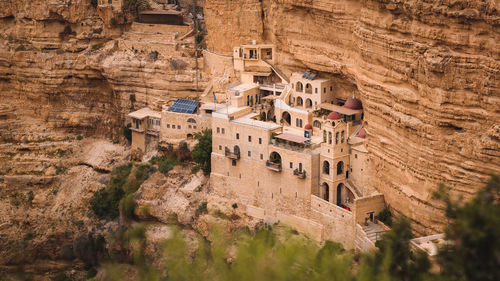 High angle view of old buildings