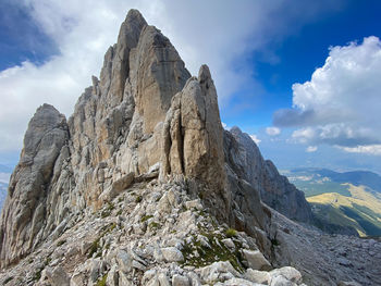 Panoramic view of rocky mountains against sky