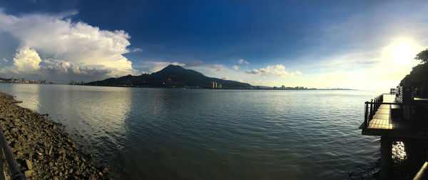 Panoramic view of sea against sky during sunset