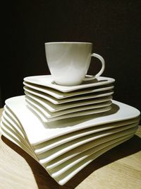 Close-up of stack of bread in plate