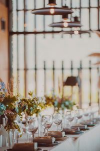 Close-up of glass window on table