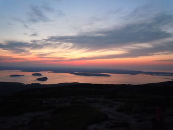 Scenic view of mountains at sunset