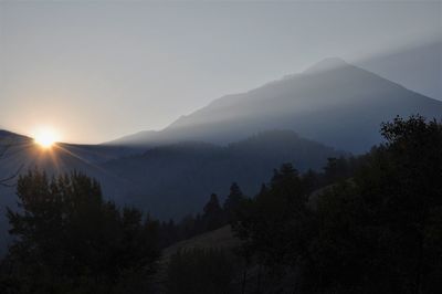 Scenic view of mountains against clear sky