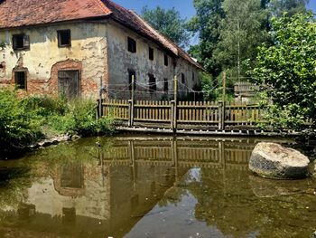 Reflection of house on water