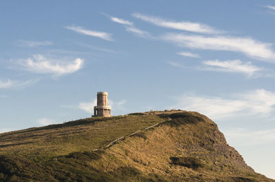 Low angle view of lighthouse against sky