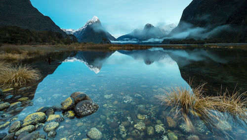 Scenic view of milford sound