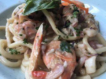 Close-up of seafood served in plate