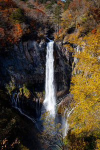 Waterfall in forest during autumn