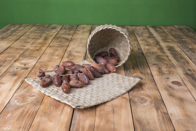 High angle view of bread on cutting board