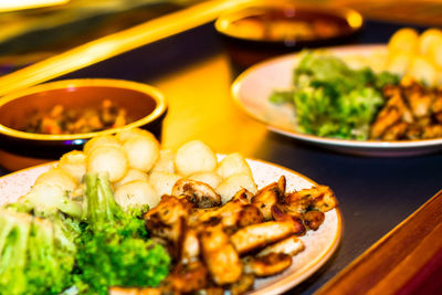 Close-up of food in plate on table