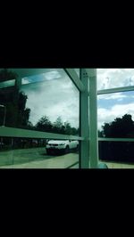 Sunset seen through train windshield