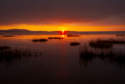 Scenic view of sea against sky during sunset