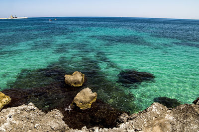 Scenic view of sea against clear sky