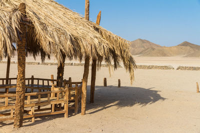 Panoramic view of beach against clear sky
