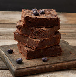 Close-up of chocolate cake on table