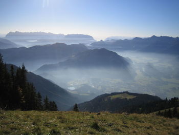 Scenic view of mountains against sky