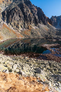 Aerial view of mountain range against sky