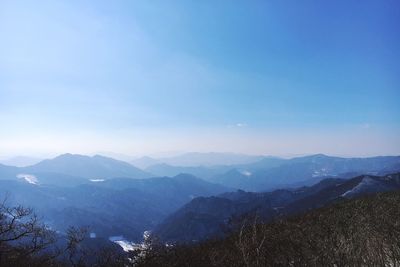 View of mountain range at night