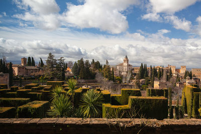 Panoramic view of historical building against cloudy sky