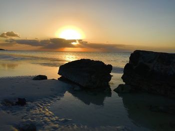 Scenic view of sea at sunset