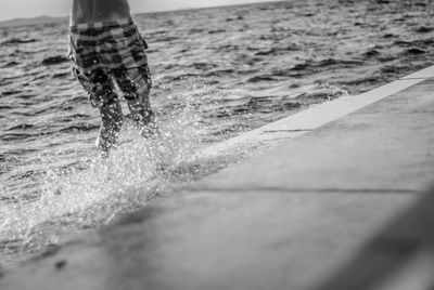 Waves splashing on shore