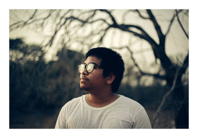 Young man looking away