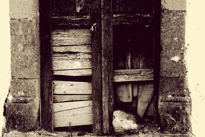 Closed wooden door of house