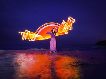 Light painting at black coral beach