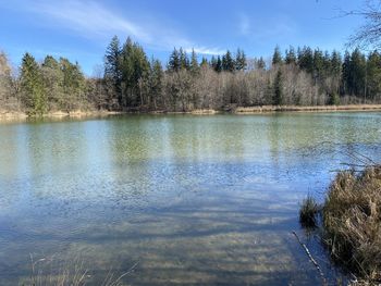 Scenic view of lake against sky