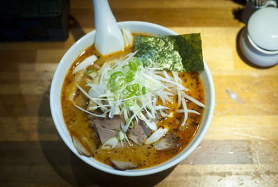 Close-up high angle view of food in bowl