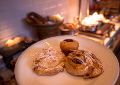 Close-up of dessert in plate on table