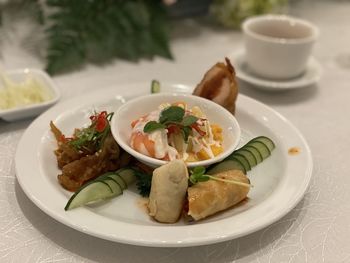 Close-up of served food in plate