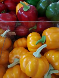 Full frame shot of bell peppers for sale in market